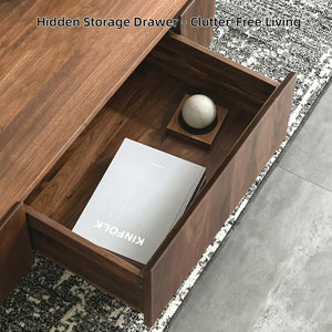 English Elm Luxury Solid Wood Square Coffee Table Walnut Finish Hidden Drawer Living Room D1053120127