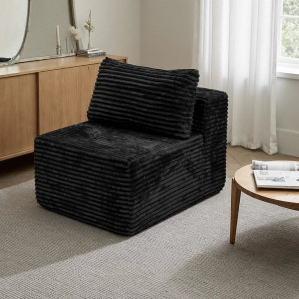 English Elm Fa-009A-Black-1U Modular Corduroy Sectional Sofa Reversible Chaise Low Profile Living Room Black FA D1105118647