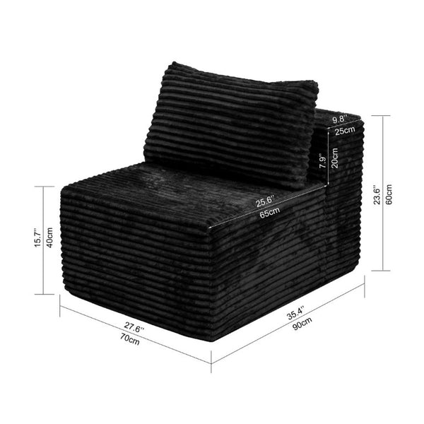 English Elm Fa-009A-Black-1U Modular Corduroy Sectional Sofa Reversible Chaise Low Profile Living Room Black FA D1105118647