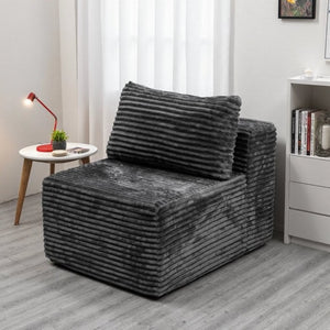 English Elm Fa-009A-Black-1U Modular Corduroy Sectional Sofa Reversible Chaise Low Profile Living Room Grey FA D1105118648