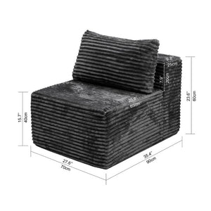 English Elm Fa-009A-Black-1U Modular Corduroy Sectional Sofa Reversible Chaise Low Profile Living Room Grey FA D1105118648
