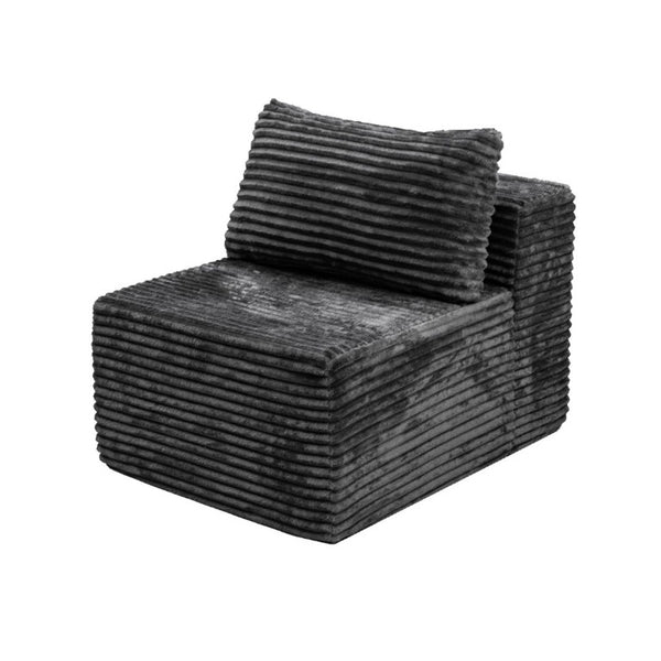English Elm Fa-009A-Black-1U Modular Corduroy Sectional Sofa Reversible Chaise Low Profile Living Room Grey FA D1105118648
