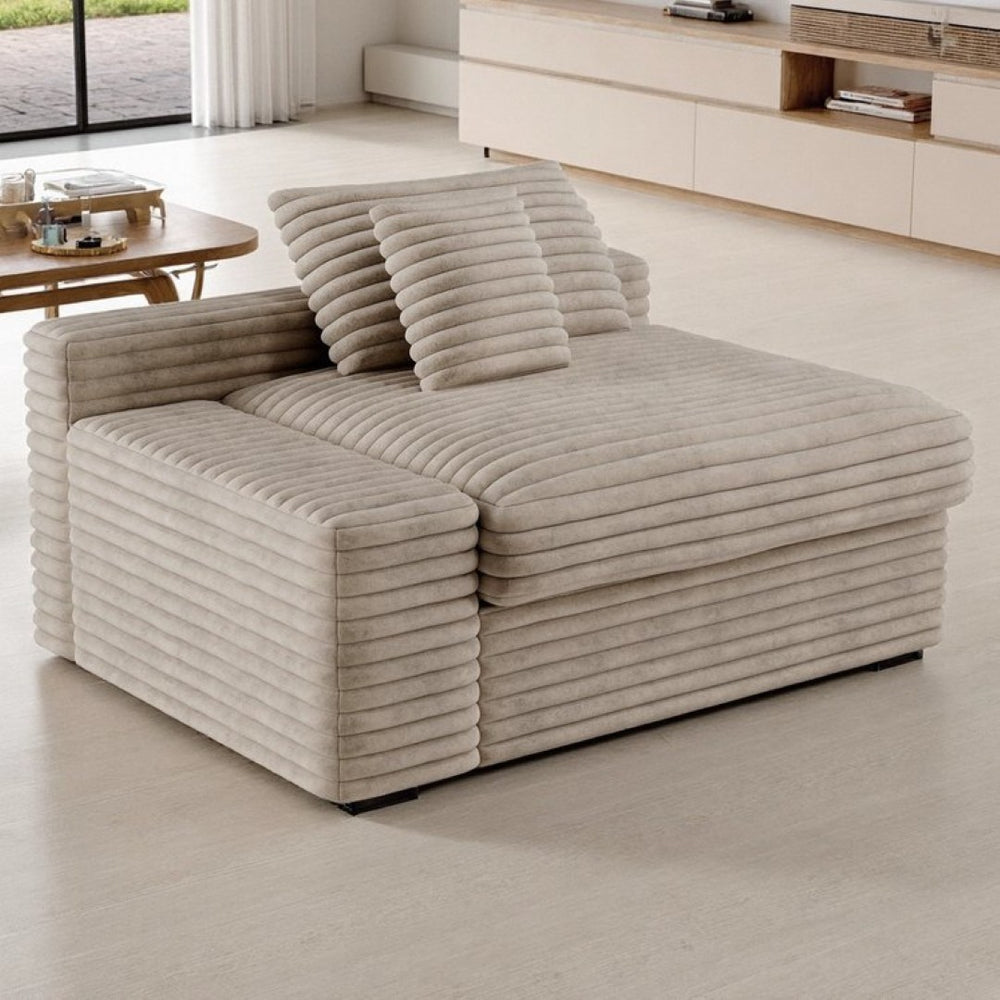 English Elm Fa-008B-Beige-2L Modular Sectional Sofa Plush Corduroy Reversible Chaise Lounge Living Room D1105118735