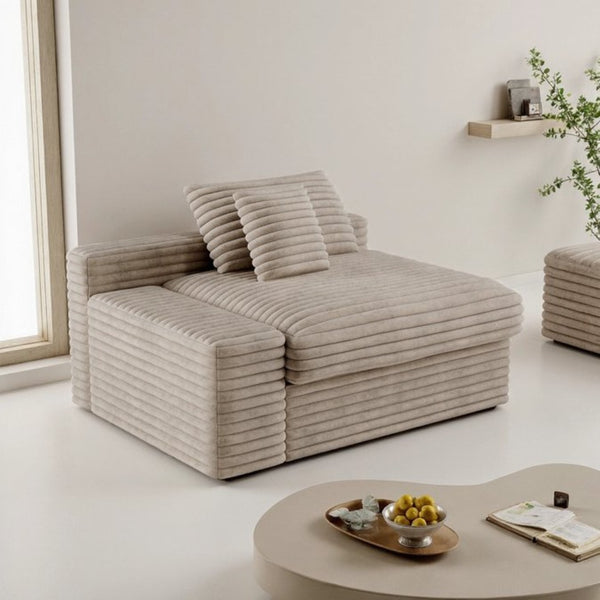 English Elm Fa-008B-Beige-2L Modular Sectional Sofa Plush Corduroy Reversible Chaise Lounge Living Room D1105118735