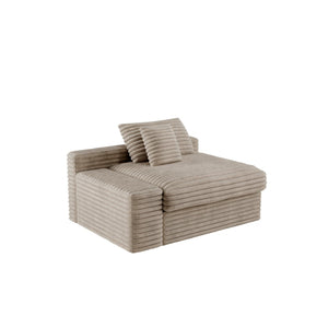 English Elm Fa-008B-Beige-2L Modular Sectional Sofa Plush Corduroy Reversible Chaise Lounge Living Room D1105118735