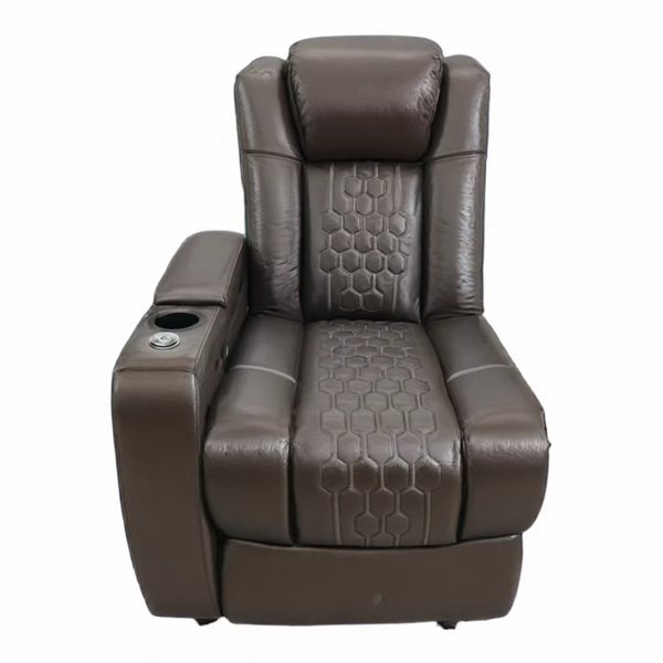 English Elm Fa-601-Coffee-1Lg Nappa Leather Power Recliner with RGB Lighting for Home Theater D1105119892
