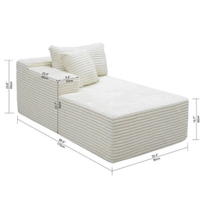 English Elm Fa-009A-White-Tl Modular Cloud Sectional Reversible Corduroy Chaise Contemporary Living D1105120973