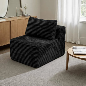 English Elm Wi-009A-Black-1U Corduroy Modular Sectional with Reversible Chaise for Living Rooms D1105121840