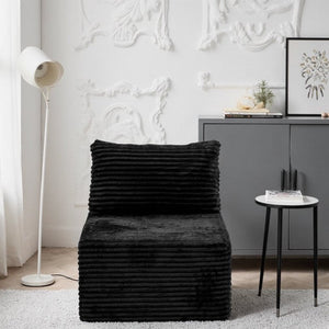 English Elm Wi-009A-Black-1U Corduroy Modular Sectional with Reversible Chaise for Living Rooms D1105121840