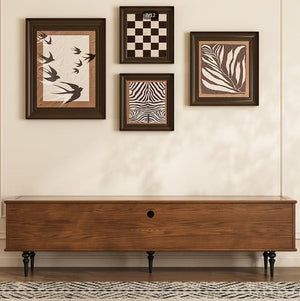 English Elm 78 Inch Fluted Glass Door Low Profile Media Console for Mid Century Living Rooms D1134127224