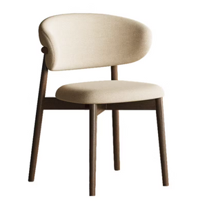English Elm 2Pcs Upholstered Dining Chairs Solid Ash Frame Curved Back Beige Seat Modern Set Walnut D1134133857