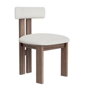 English Elm 2Pcs Boucle Upholstered Dining Chairs Ash Wood Frame Sculptural Minimalist Set D1134147351