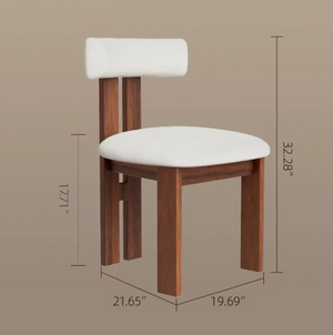 English Elm 2Pcs Boucle Upholstered Dining Chairs Ash Wood Frame Sculptural Minimalist Set D1134147351