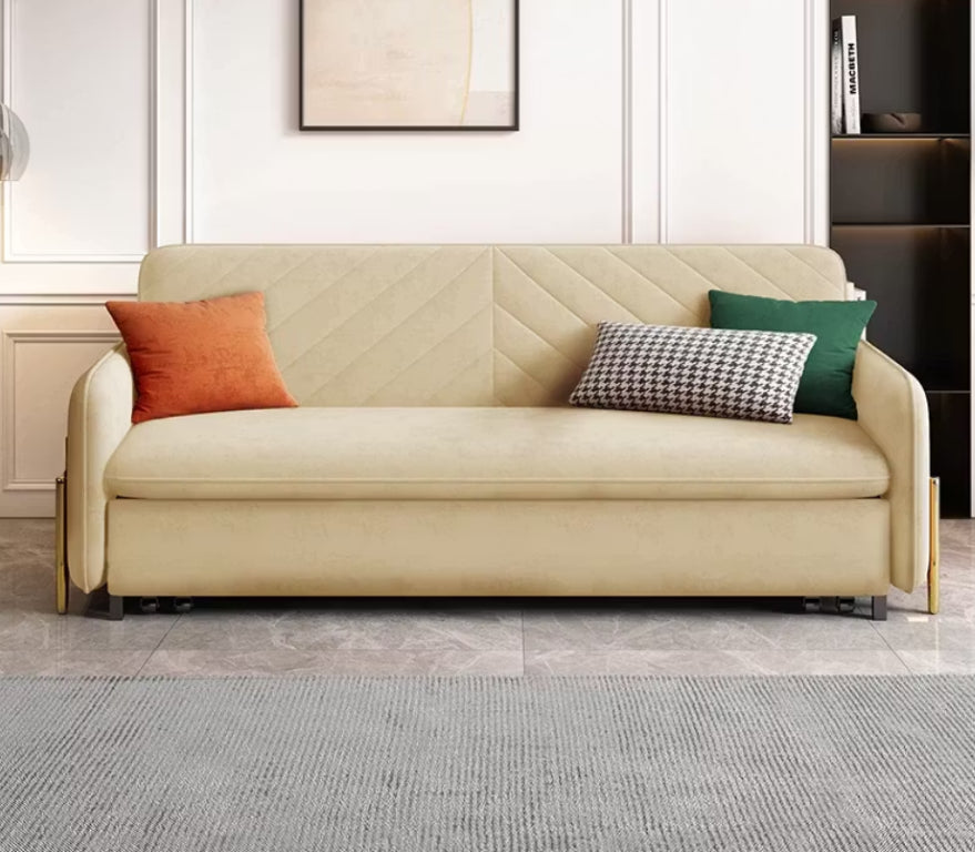 English Elm Modern Velvet Sleeper Sofa with Built-In Storage Drawers and Reinforced Metal Frame D1134152760