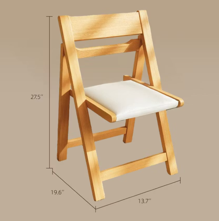 English Elm 2Pcs Solid Wood Folding Dining Chairs with Black Leather Seats for Small Spaces D1134154047