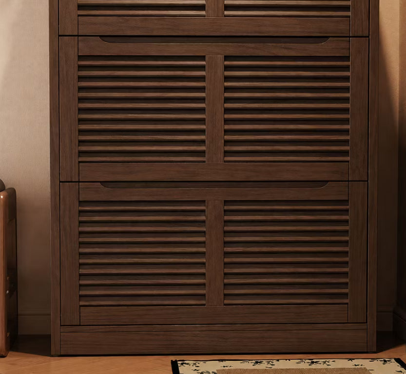 English Elm 31.4 Slim Flip Door Wooden Shoe Cabinet Entryway Organizer with Tilt Out Compartments D1134165411
