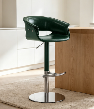 English Elm Modern PU Leather Swivel Barstool with Gas Lift for Kitchen Counter or Home Bar Green D1134165417