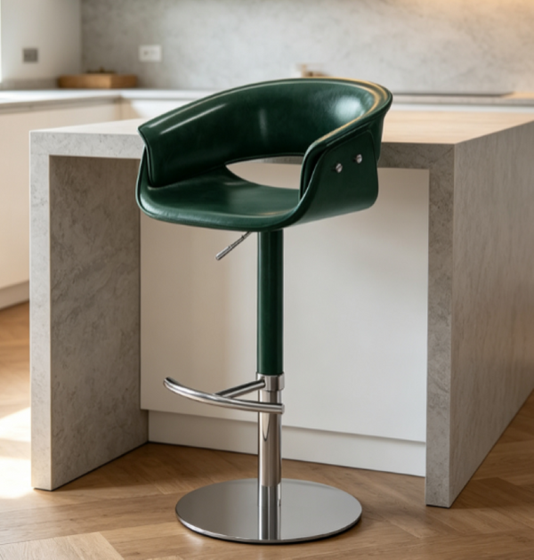 English Elm Modern PU Leather Swivel Barstool with Gas Lift for Kitchen Counter or Home Bar Green D1134165417