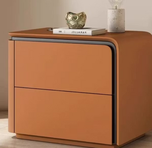 English Elm Right-Modern Two Drawer Nightstand Matte Finish Rounded Corners Minimalist Bedroom Storage D1134166670