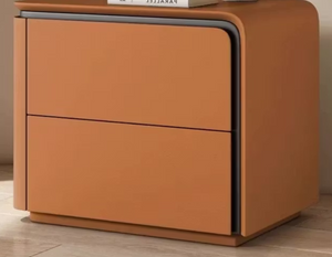 English Elm Right-Modern Two Drawer Nightstand Matte Finish Rounded Corners Minimalist Bedroom Storage D1134166670
