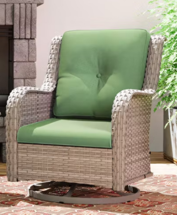 English Elm Outdoor All-Weather Wicker Swivel Lounge Set with Cushions and Coordinating Side Table D1134167667