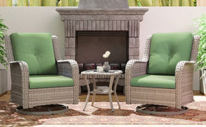 English Elm Outdoor All-Weather Wicker Swivel Lounge Set with Cushions and Coordinating Side Table D1134167667