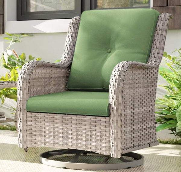 English Elm Outdoor All-Weather Wicker Swivel Lounge Set with Cushions and Coordinating Side Table D1134167667