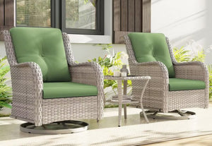 English Elm Outdoor All-Weather Wicker Swivel Lounge Set with Cushions and Coordinating Side Table D1134167667