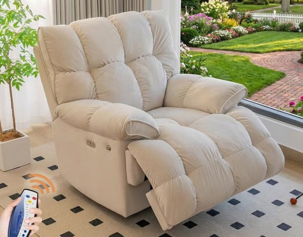 English Elm Manual: Velvet Recliner with 360 Swivel Rock and Lie Flat Comfort for Living Room D1134167673