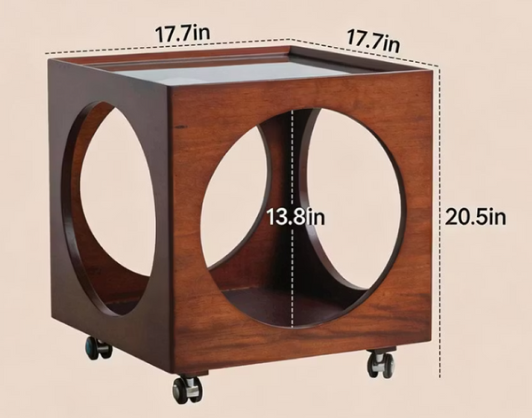 English Elm Modern Rattan and Solid Wood Rolling Nightstand with Open Storage for Bohemian Bedrooms D1134167700