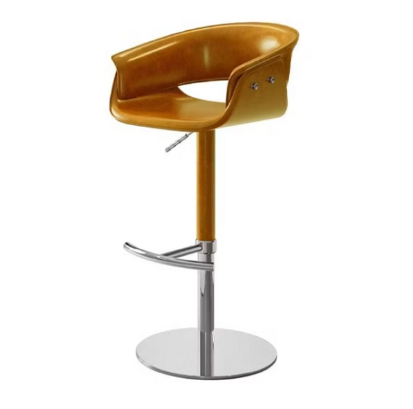 English Elm Modern PU Leather Swivel Barstool with Gas Lift for Kitchen Counter or Home Bar Yellow D1134167719