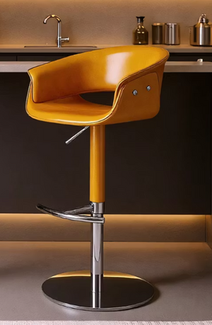 English Elm Modern PU Leather Swivel Barstool with Gas Lift for Kitchen Counter or Home Bar Yellow D1134167719