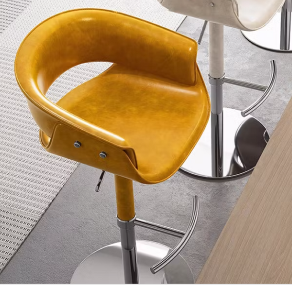 English Elm Modern PU Leather Swivel Barstool with Gas Lift for Kitchen Counter or Home Bar Yellow D1134167719