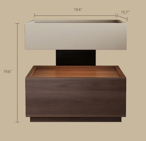 English Elm Modern Wood Nightstand with Drawer Open Shelf and Tray Top for Bedroom Storage Light Grey / Walnut D1134167726
