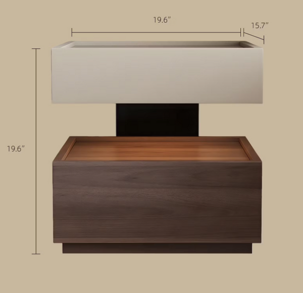 English Elm Modern Wood Nightstand with Drawer Open Shelf and Tray Top for Bedroom Storage Light Grey / Walnut D1134167726