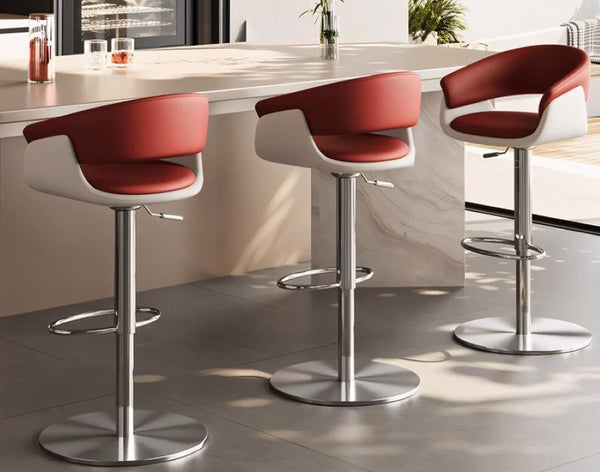 English Elm Modern PU Leather Swivel Barstool with Gas Lift for Kitchen Counter or Home Bar Red D1134167735
