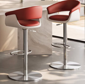 English Elm Modern PU Leather Swivel Barstool with Gas Lift for Kitchen Counter or Home Bar Red D1134167735