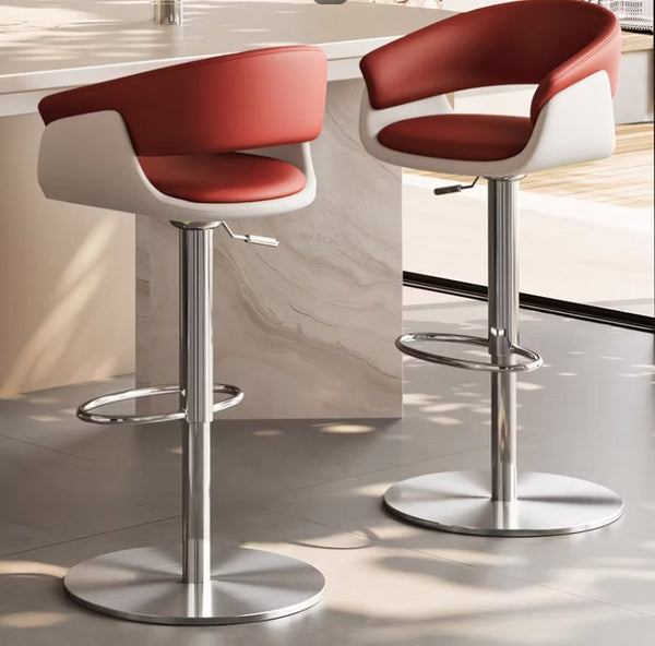 English Elm Modern PU Leather Swivel Barstool with Gas Lift for Kitchen Counter or Home Bar Red D1134167735