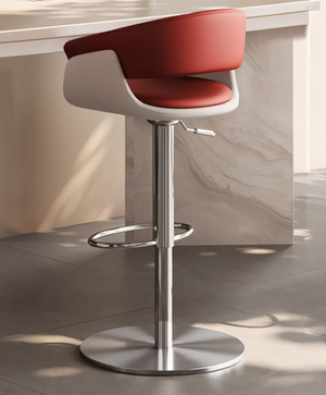 English Elm Modern PU Leather Swivel Barstool with Gas Lift for Kitchen Counter or Home Bar Red D1134167735