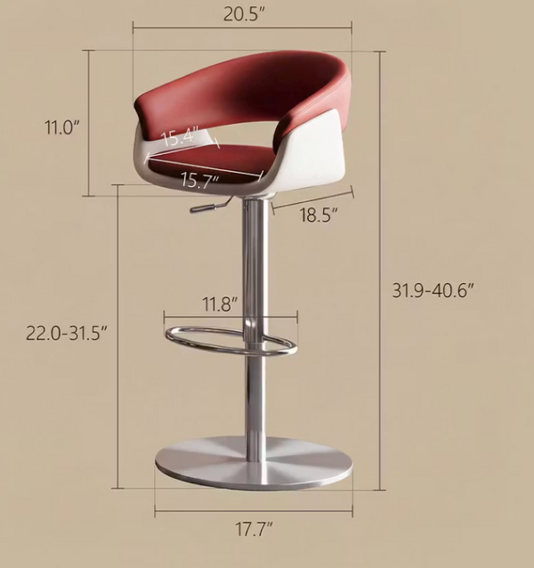 English Elm Modern PU Leather Swivel Barstool with Gas Lift for Kitchen Counter or Home Bar Red D1134167735