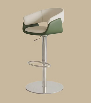 English Elm Modern PU Leather Swivel Barstool with Gas Lift for Kitchen Counter or Home Bar Green White D1134167737