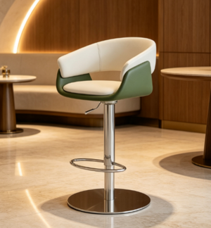 English Elm Modern PU Leather Swivel Barstool with Gas Lift for Kitchen Counter or Home Bar Green White D1134167737