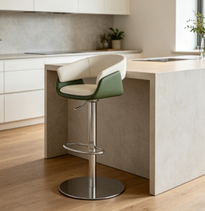 English Elm Modern PU Leather Swivel Barstool with Gas Lift for Kitchen Counter or Home Bar Green White D1134167737