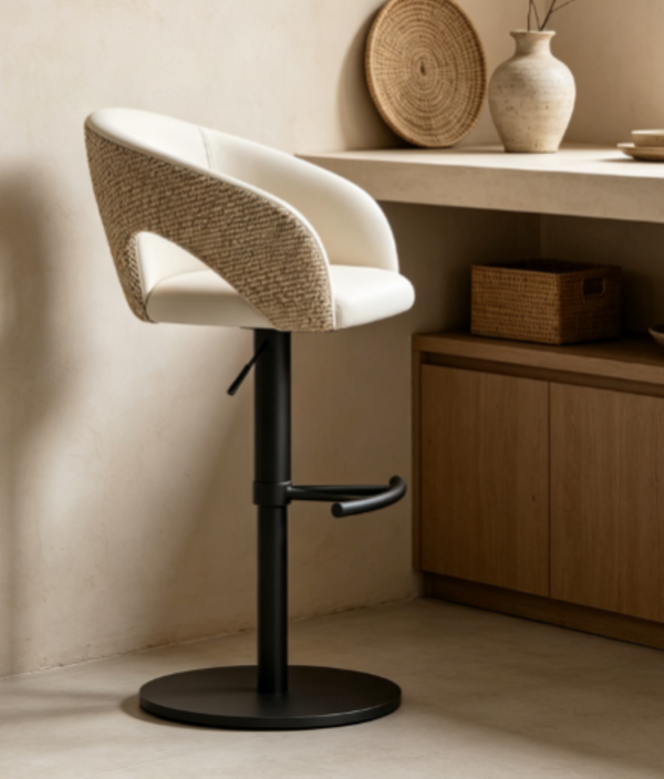 English Elm Modern PU Leather Swivel Barstool with Gas Lift for Kitchen Counter or Home Bar White D1134168563