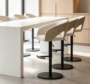 English Elm Modern PU Leather Swivel Barstool with Gas Lift for Kitchen Counter or Home Bar White D1134168563