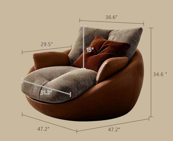 English Elm Modern Oversized Faux Leather Accent Chair with Deep Seat for Cozy Living Spaces D1134169036