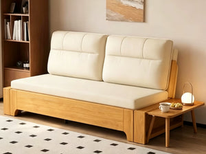 English Elm Modern Convertible Sleeper Sofa with Solid Wood Frame for Studio and Guest Rooms D1134169038