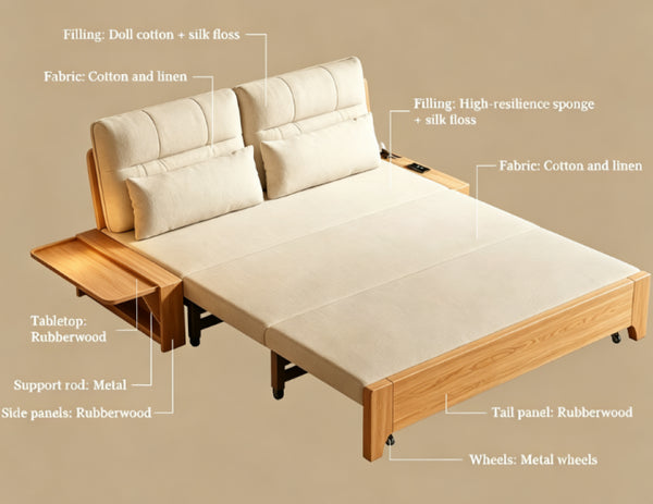 English Elm Modern Convertible Sleeper Sofa with Solid Wood Frame for Studio and Guest Rooms D1134169038