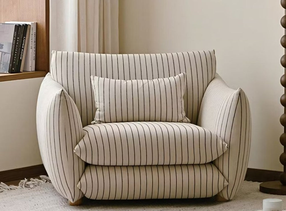 English Elm Modern Striped Accent Lounge Chair Deep Cushioned Seat with Solid Wood Frame D1134169039