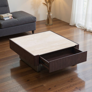 English Elm Modern Square Sintered Stone Coffee Table with Soft Close Drawer for Living Room D1140121858
